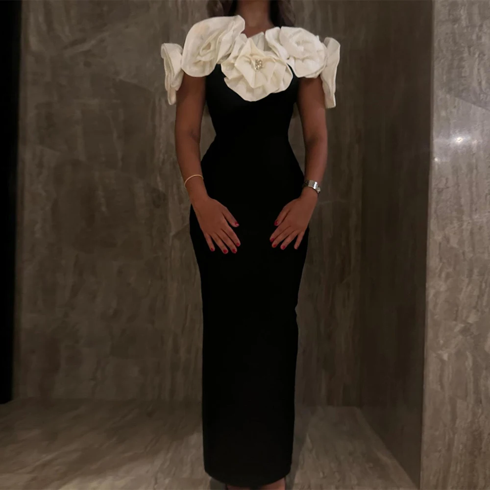 

Classic Jersey Crystal Evening Dress High Quality 3D Flowers Customized Homecoming Dresses Temperament Mermaid Celebrity Gowns