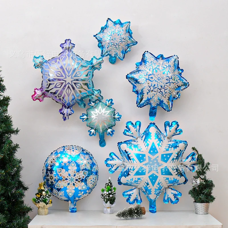 10 PCS Ice and Snow themed Balloons Set Winter Snowflakes Christmas Balloon Decoration Frozen Wonderland hanging  ballons view 3