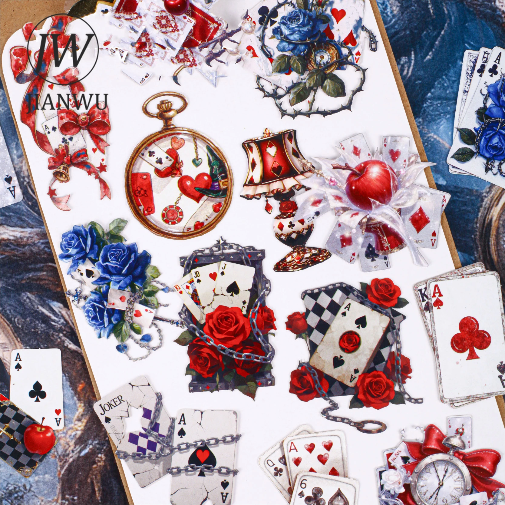 

JIANWU Card Series Vintage Flower Playing Cards Landscape Material Collage Scrapbooking Sticker Creative DIY Journal Stationery