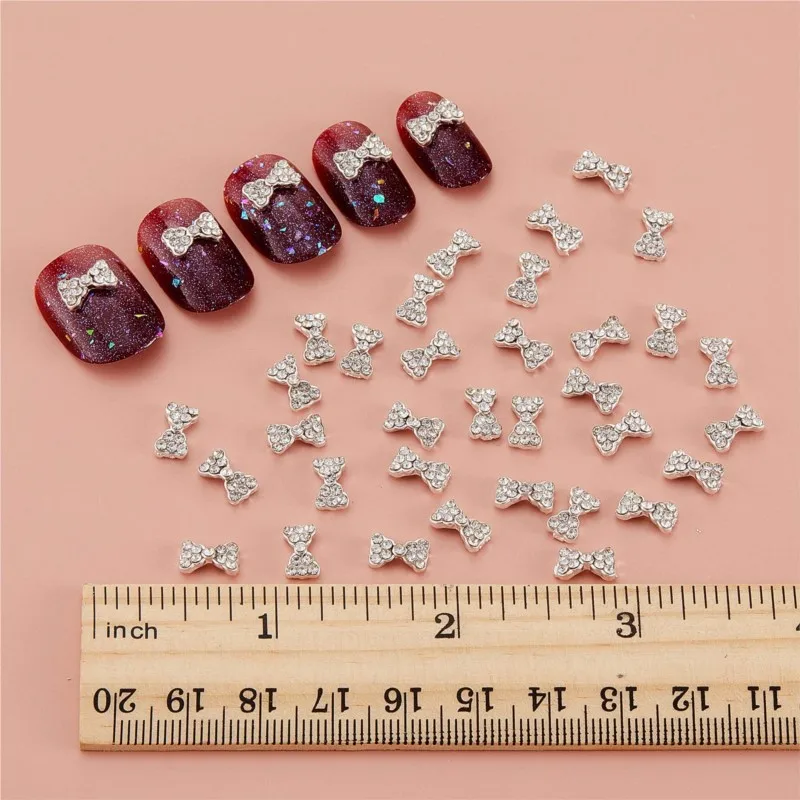 

1000Pcs Metal Alloy Rhinestone 3D Bows Nail Charms Crystal Gems Ribbon Bow Nail Jewelry AB Rhinestone Charm Nail Art Decoration