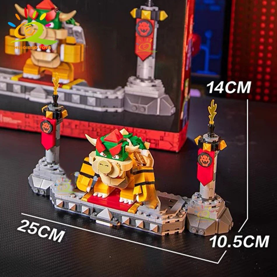 HUIQIBAO TOYS 491Pcs Boys DIY Japanese Games Cartoon Koopa With Combat Platform Building Blocks Bricks Toys  Children Adult Gift