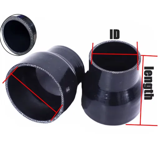 Black 76mm Length Straight Reducer Silicone Hose Coolant Intercooler Tube ID 51mm 54mm 57mm 60mm 64mm 70mm 76mm
