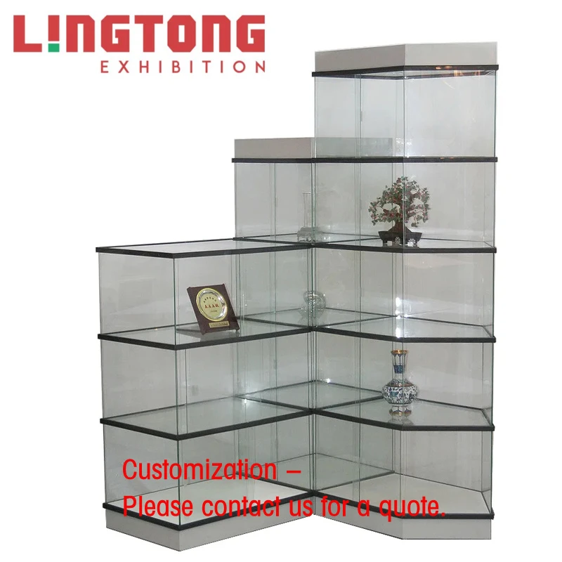 custom.Easy Assemble Safety Glass Museum Kiosk Showcase Products