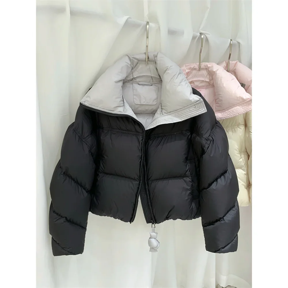 Korejpaa Winter Clothes Women Parkas Outwear Korean Fashion Warm Short Jackets Elegant Color Matching Zipper Jaqueta Feminina