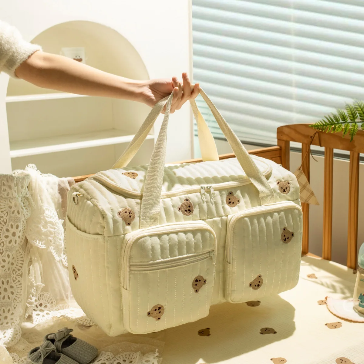 Sac à langer grande capacité pour femme, sac à bandoulière en coton pour bébé, sac de maternité pour le shopping
