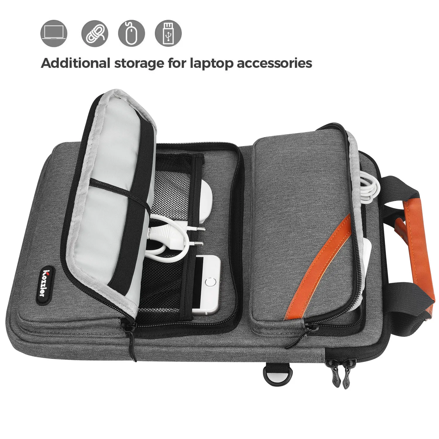 ICozzier 12.9-13.3 Inch Laptop Shoulder Bag, Double Pocket Laptop Sleeve Tablet Case for MacBook Pro 14, iPad Pro 12.9 2018-202