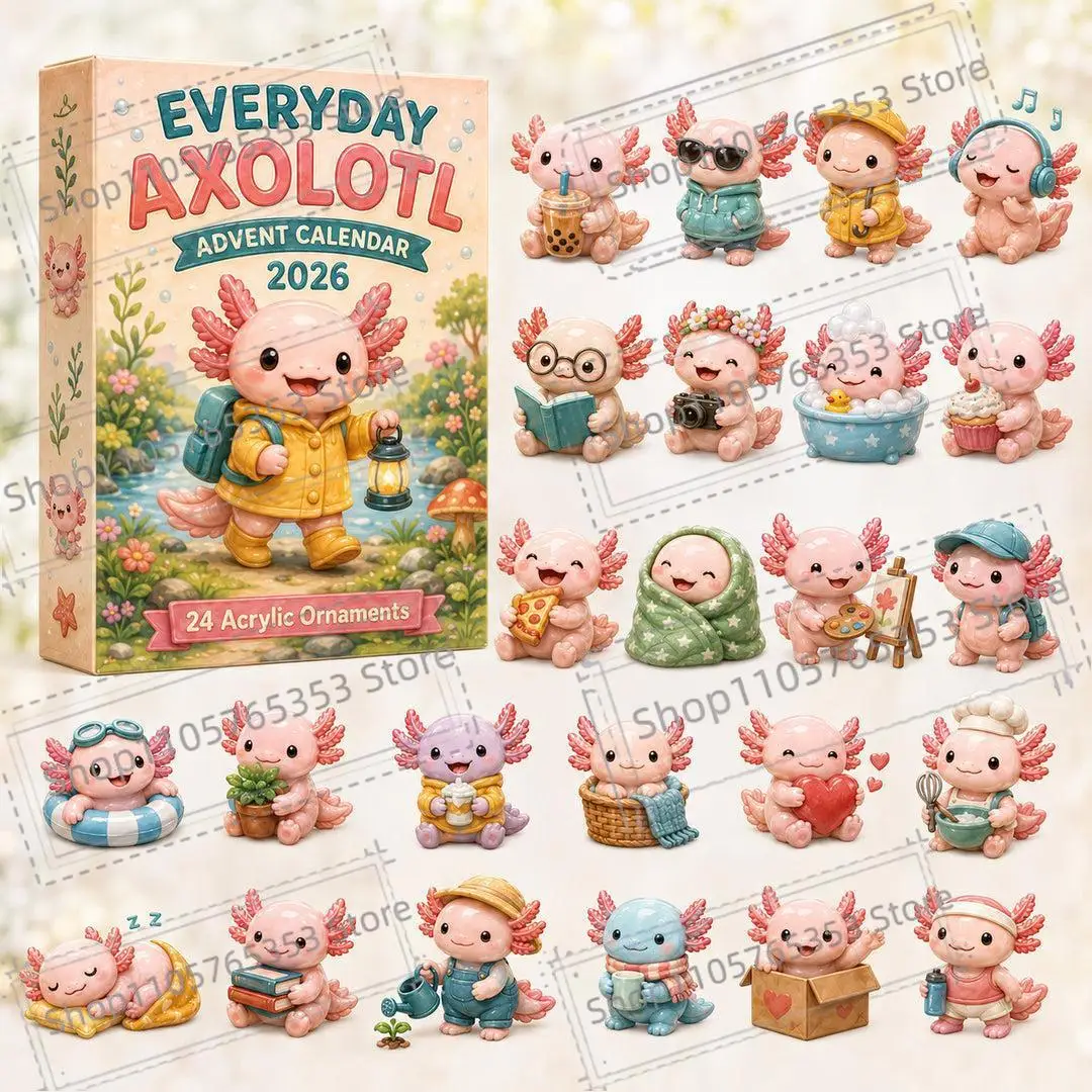 A Day of Axolotl Christmas Advent Calendar 2026, 24-Day Christmas Countdown Calendar，Gift for Axolotl Lovers