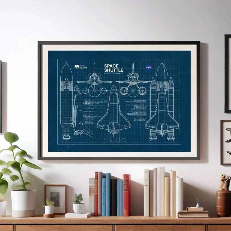 Space Rocket Spacecrafts International Station Poster Apollo 11 Mission Moon Landing Blueprint Aviation Canvas Home Decor Gift