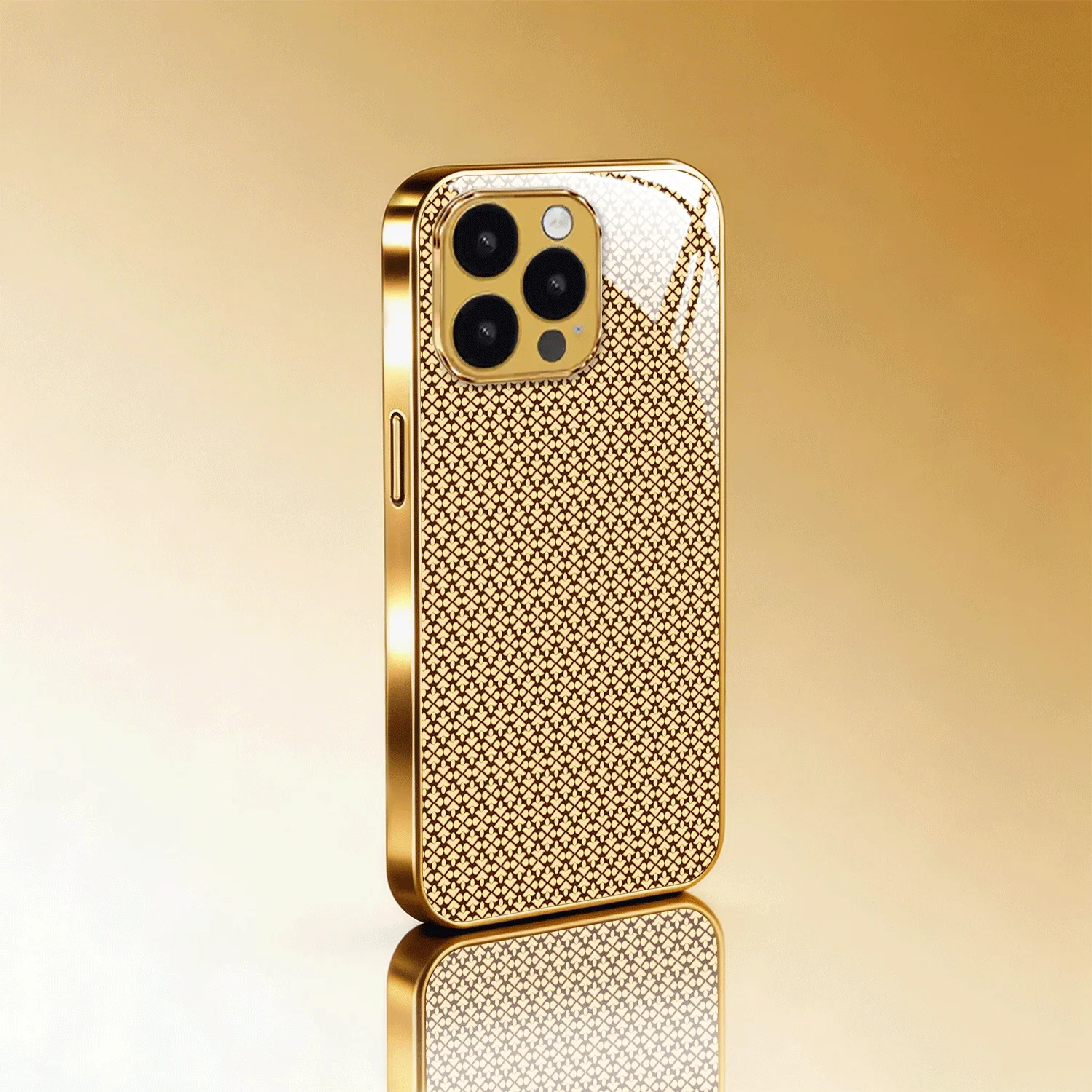 Best-selling Gold Geometric Pattern Electroplated Glass Phone Case, Suitable for iPhone 17, 16, 15, 14, 13, 12, 11, Etc.