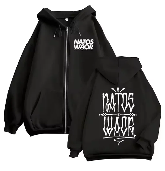 Rapper Nato Y Waor Merch Vintage Zipper Hoodie Men Women Fashion Hip Hop Sweatshirt Casual Long Sleeve Streetwear Y2K Clothes