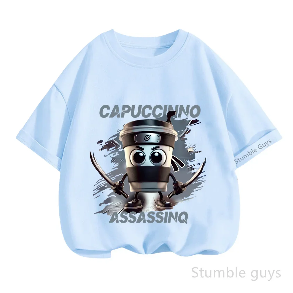 

Summer Kids Anime Tung Tung Tung Sahur T-Shirt Boys Girls Men Women Sports Short Sleeve Italian Brainrot