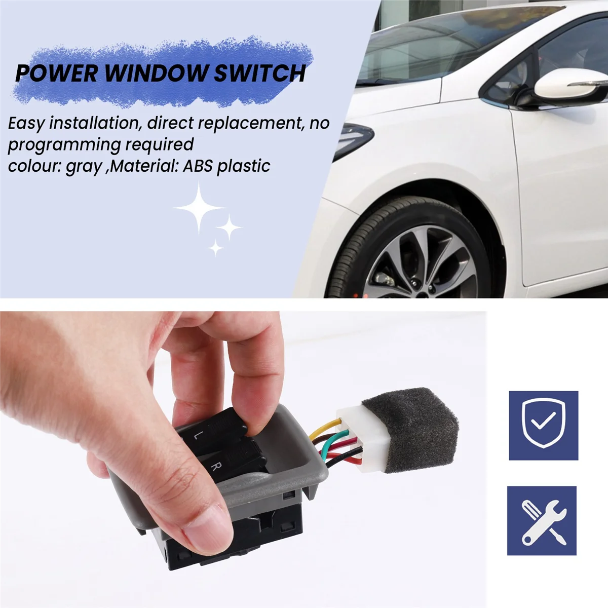 Interruptor de ventanilla eléctrica delantera izquierda para coche, botón de interruptor de ventanilla eléctrica, accesorios de coche para Kia Pride KK12B-66-350 KK12B-66-370