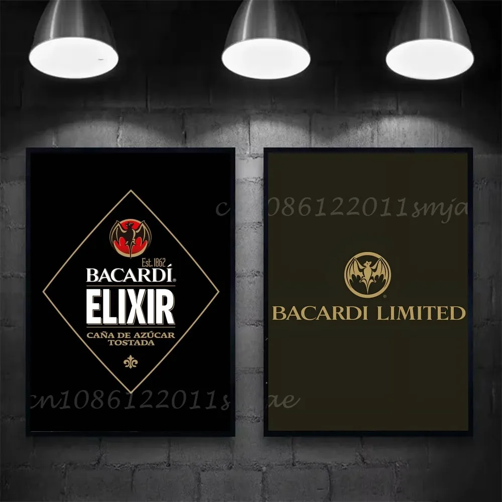 ملصق باكاردي فني ذاتي اللصق مقاوم للماء ملصق ورقي لديكور جدران غرفة المقهى