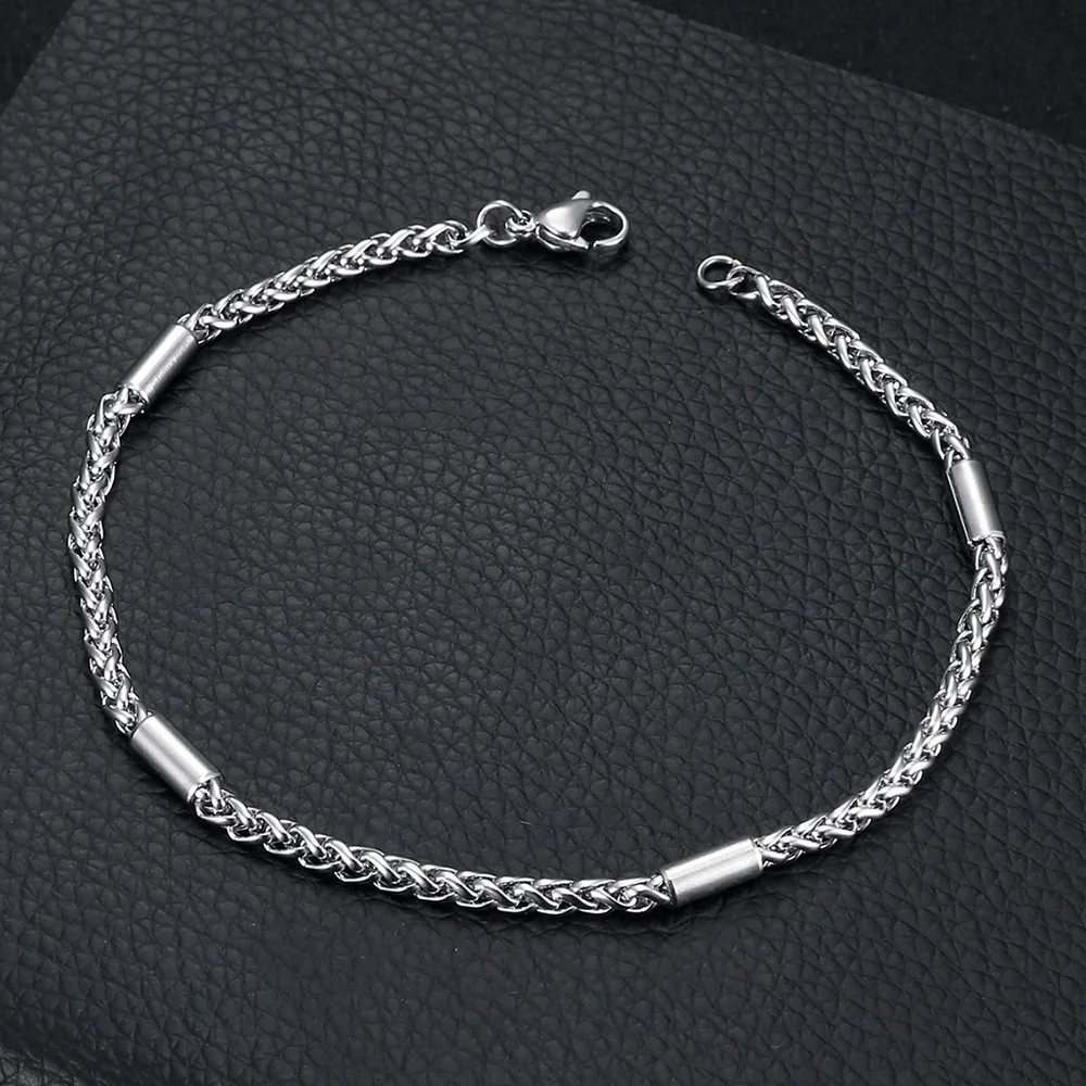 Snake Links Chain Bracelet for Men Teens Stainless Steel Plated Stack Bangle Hip-hop Wristband With Lobster Clasp Jewelry Gift