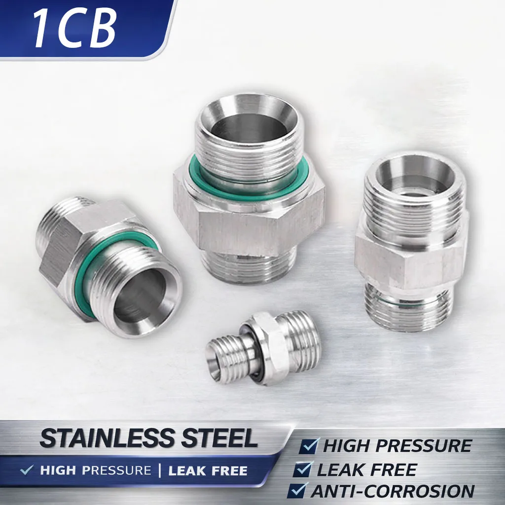 

1CB stainless steel BSP variable diameter transition joint sleeve seal British 24 degree cone external thread joint