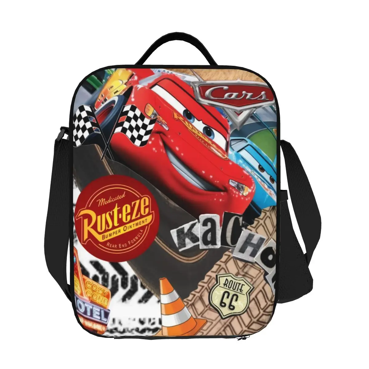 Custom Lightning McQueen Racer Insulated Lunch Bag for Women Cartoon Cars Cooler Thermal Lunch Tote Kids School Children