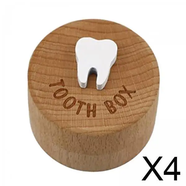 

Wooden Tooth Fairy Keepsake Box Circle Tooth Case Organizer for Baby Shower Birthday Memory Holder