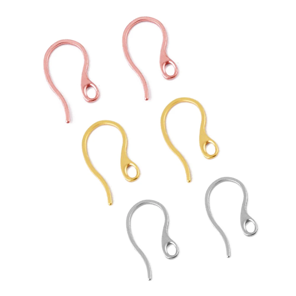 20pcs/Lot Stainless Steel Rose Gold DIY Earring Hook Setting Jewelry Making Findings Supplies Earwires Accessories Craft No Fade