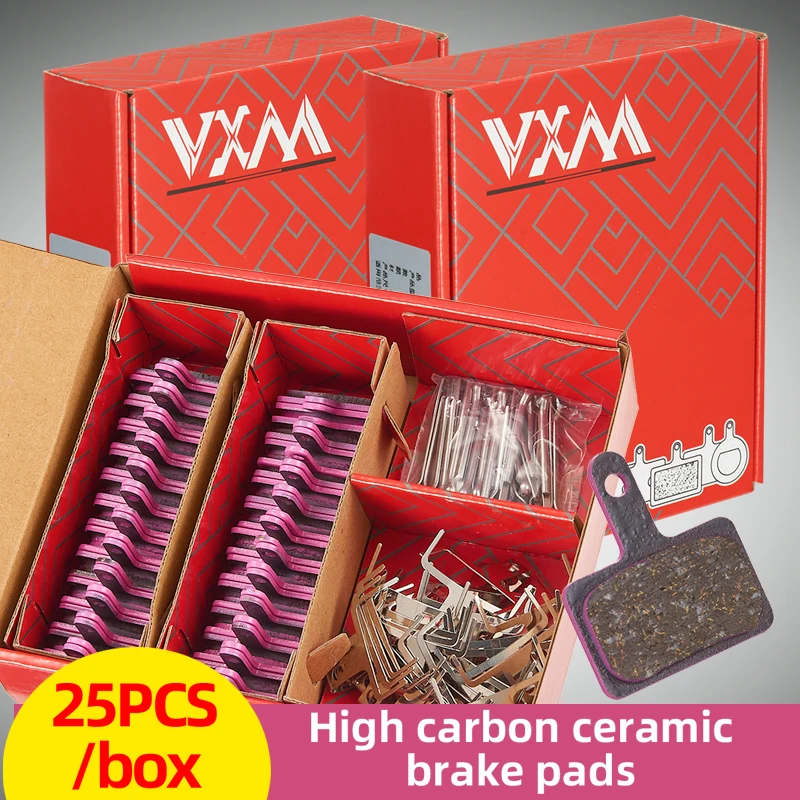

VXM 25 Pairs Of Boxed Bike Disc Brake Pads Carbon Ceramic Fiber Metal Oil Brake Pads MTB Bicycle Disc Brake Accessories