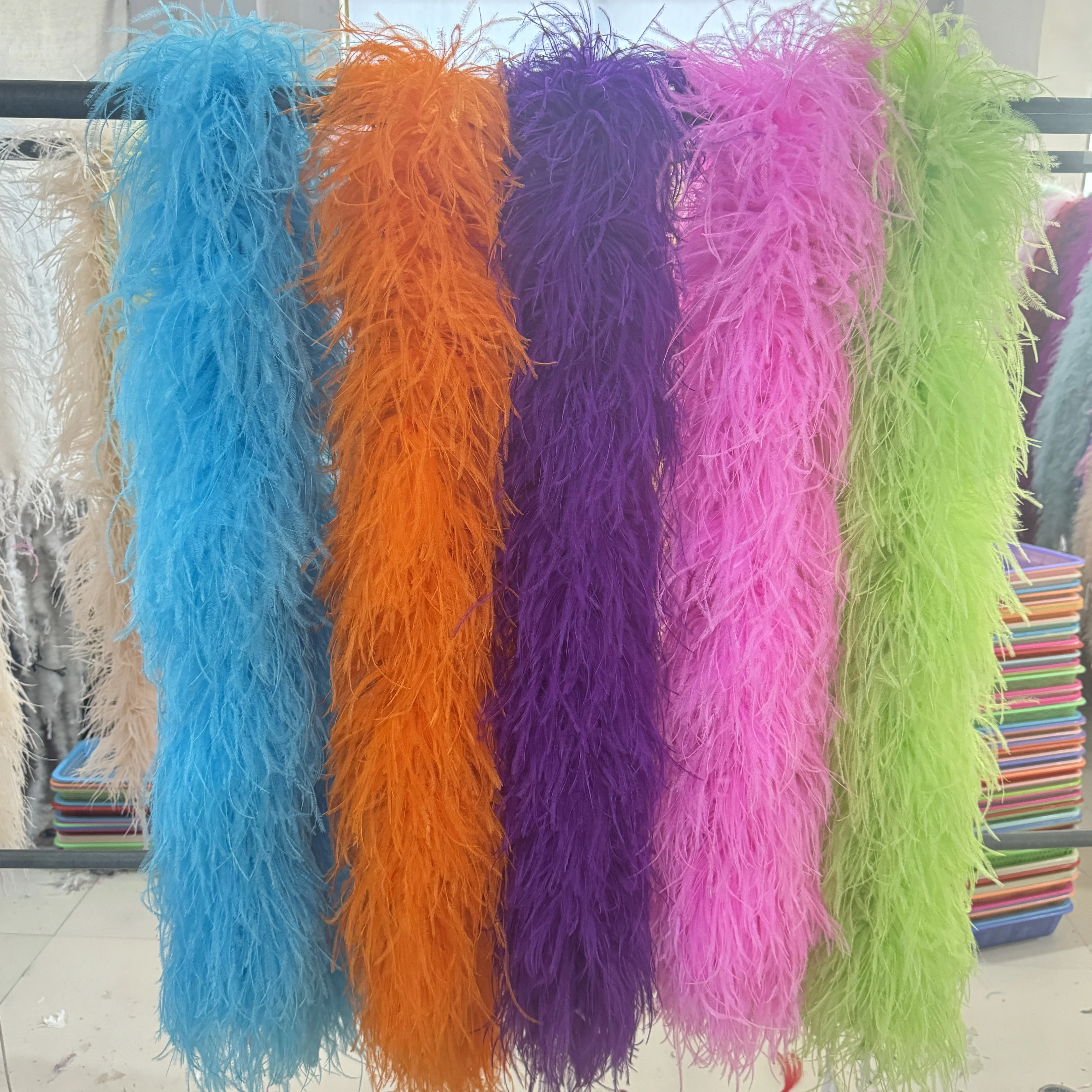 6Ply 10Ply 20Ply boa Natural Ostrich feathers Boa Shawl 2 Meters Natural Ostrich plumas Trims for Costume Dress Sewing Decor