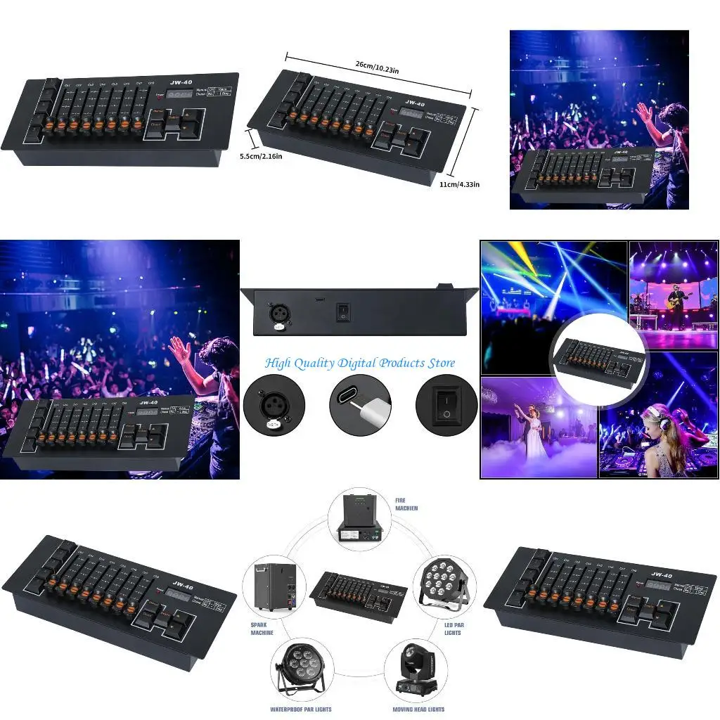 

U2JE Mini Lighting Controller Rechargeable Type C 8 Fader 5 Preset Type 40CH Memory Function For Stage Shows DJ Use