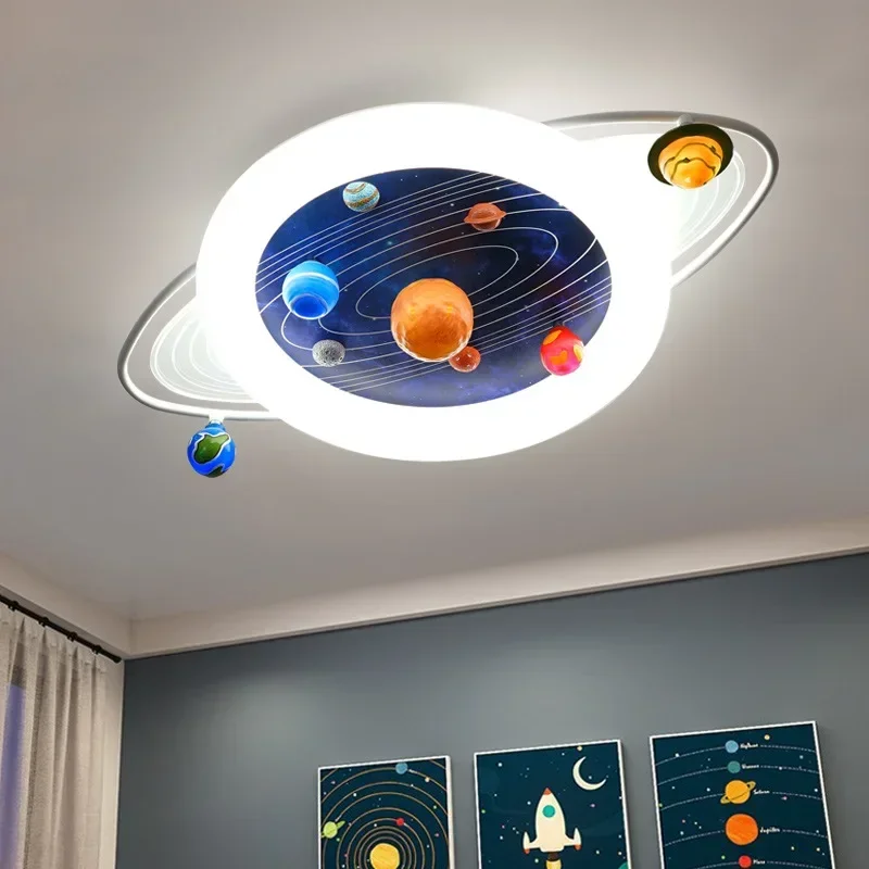 Full Spectrum Space Planet Ceiling Lamp Eye Protection Creative Simple Led Lighting for Children\'s Room Boy\'s Bedroom Home Decor