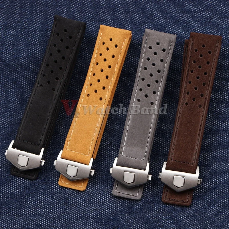 New Watch Strap for TAG HEUER CARRERA Monaco Series 20 22 24mm Matte Cow Leather Bracelet Watchband Wristbelt Vintage Brown Band