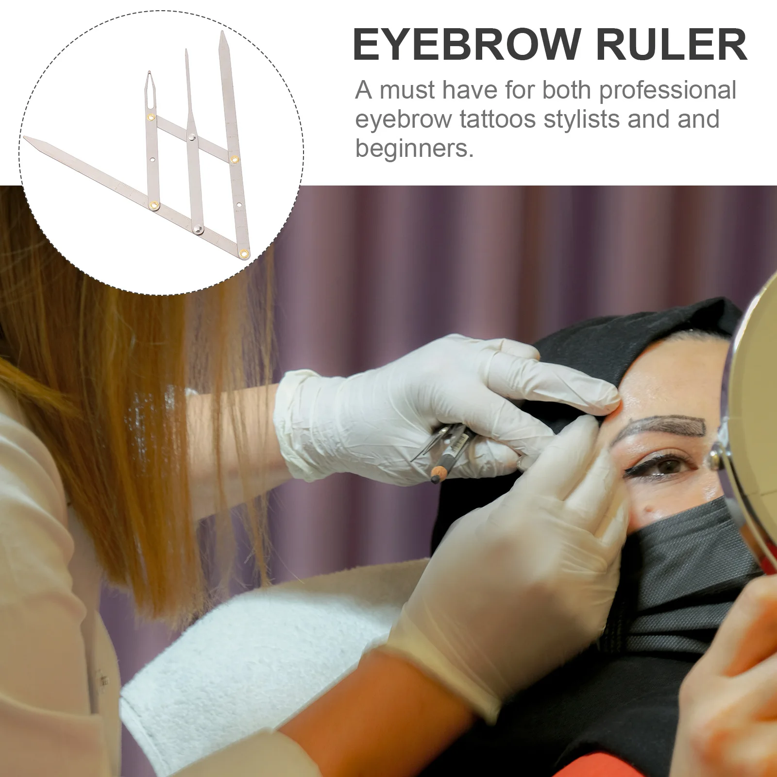 

Eyebrow Scale Microblading Pen Ruler Symmetry Positioning Guide Tool Metal Balance