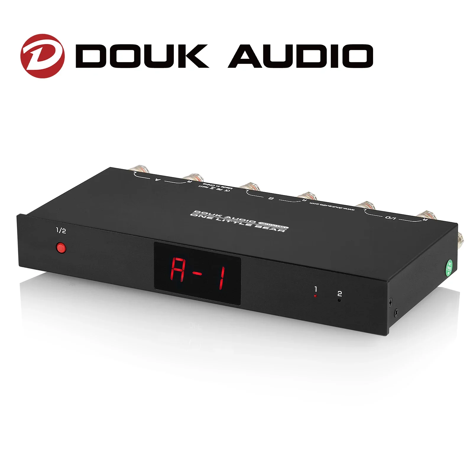 Douk Audio SP102 PRO Passive 2(1)-IN-1(2)-OUT Audio Selector Stereo 2-way Switcher Box for Amplifier / Speaker LED Display