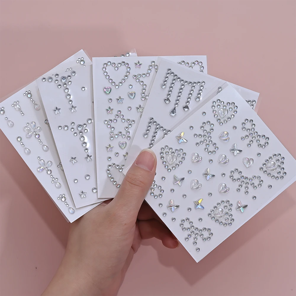 

5 Sheet DIY Eyes Face Gems Self Adhesive Makeup Temporary Tattoo Beauty Diamonds Jewels Stickers Festival Body Art Decoration