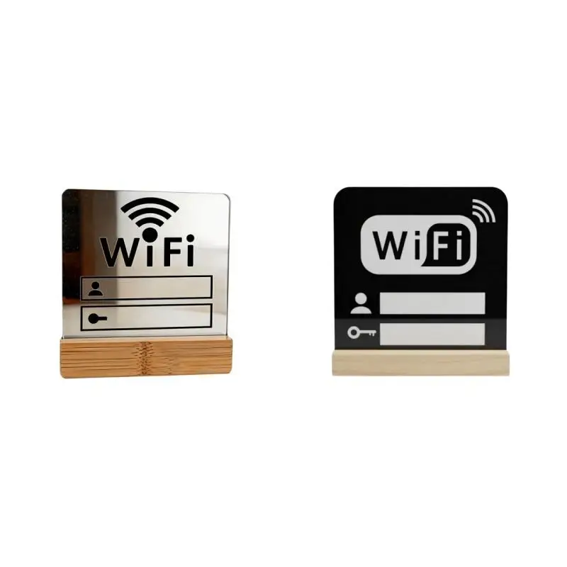 1/2Pcs Acrylic Mirror WiFi Sign For Public Places House Shops Handwriting Account And Password Wifi Notice Board Signs