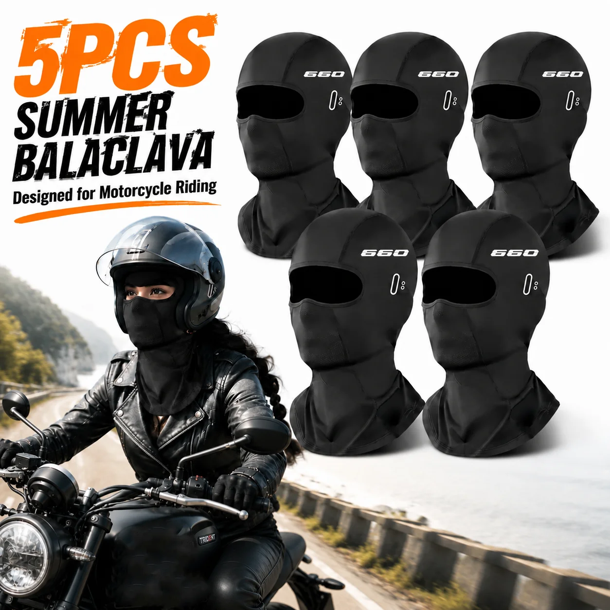 

5PCS Motorcycle Balaclava Summer UV Protection Glasses Face Breathable Hole For Triumph Trident 660 Sport Tiger 660 Trident660