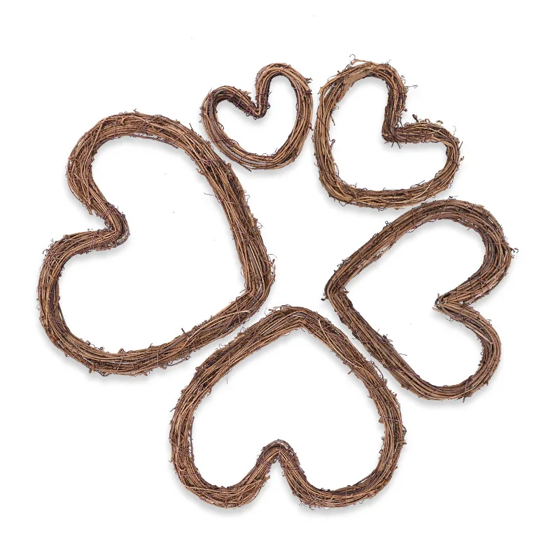 

Heart Shaped Wreath Set Rattan Wreath Base Home Door Wall Ornament Garland Wreaths DIY Christmas Craft Wedding Party Decoration