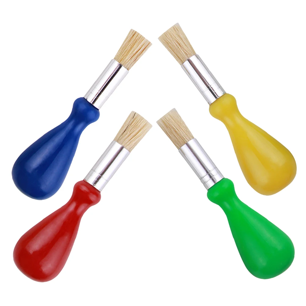 

4Pcs Portable Watercolor Brushes for Kids Fun Handle Design Washable Reusable Painting Tools for Travel Home School Craft Time