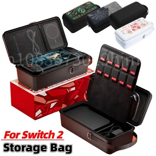 Imagen 1 del producto Para Switch 2 Estuche De Viaje portátil antiarañazos a prueba de golpes bolsa de viaje protectora consola de juegos Estuche de transporte PU + bolsas de almacenamiento EVA