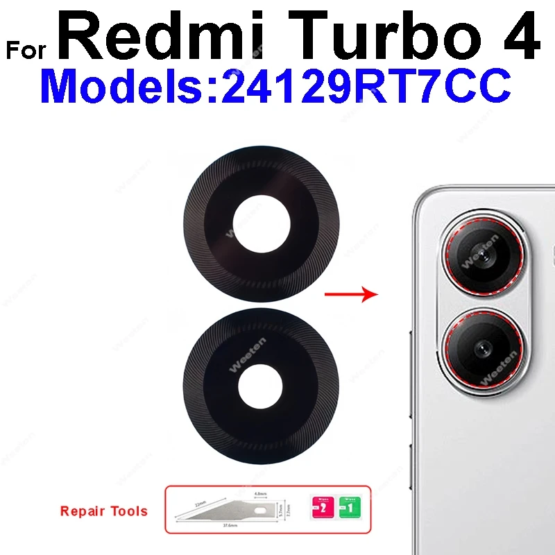 Rear Camera Glass Lens With Adhesive Sticker For Redmi Note 13 13R 14 Pro+ Plus Turbo 3 4 4G 5G Spare Parts