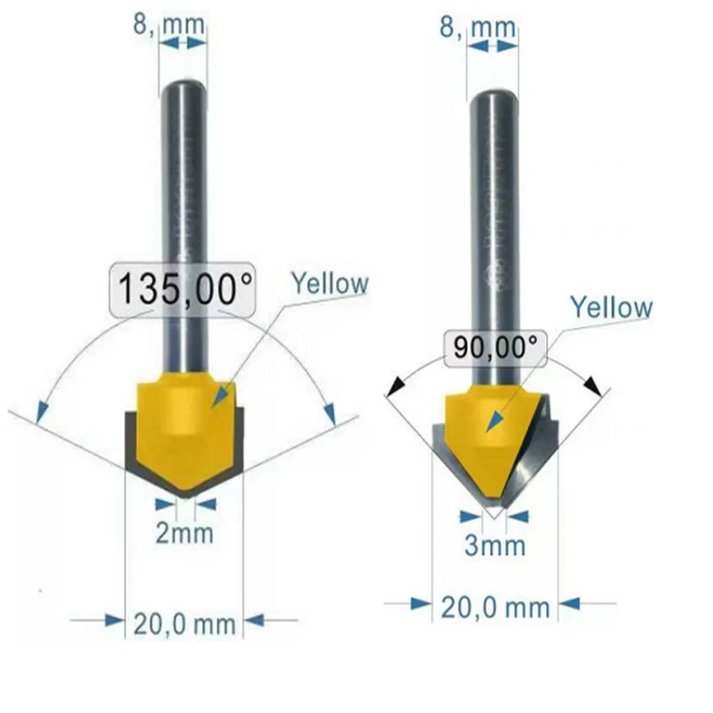 Single Flute End Mill for Aluminum Two Kinds of Products 3D V Groove Engraving Carving ACP Bit for Woodworking Router Bits