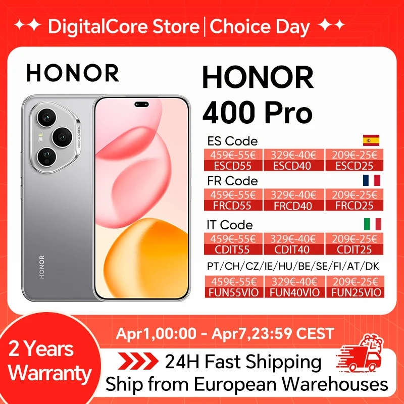 HONOR 400 Pro 5G Smartphone NUEVO Lente AI Ultra HD de 200MP Pantalla AMOLED de 6.7″ Snapdragon 8 Gen 3 5300mAh 100W SuperCharge MagicOS 9.0 eSIM