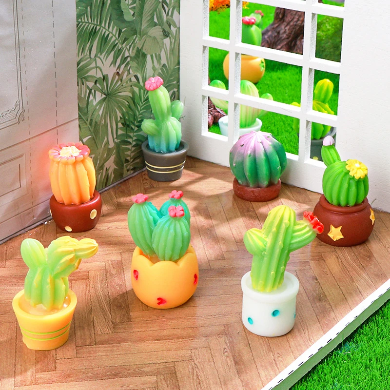 1:12 Dollhouse Simulation Cactus Potted Model Dollhouse Mini Home Decoration Dolls House Micro Garden Landscape Ornament