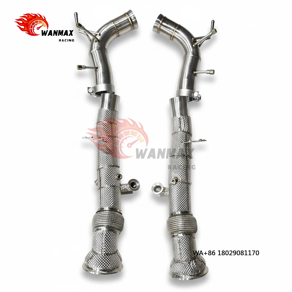 

304 Stainless Steel Race Exhaust System for 296 Catless Downpipe with Heat Shield Muffler Delete Straight Pipe No Valve
