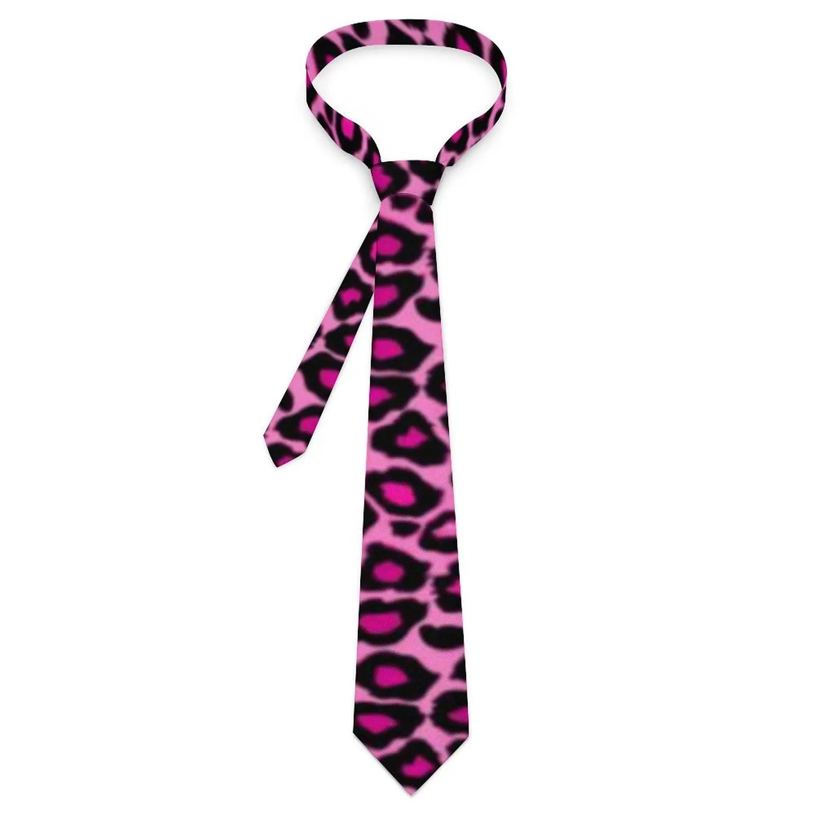 

Pink Leopard Tie Animal Fur Print Retro Casual Neck Ties For Unisex Adult Wedding Party Collar Tie Graphic Necktie Accessories