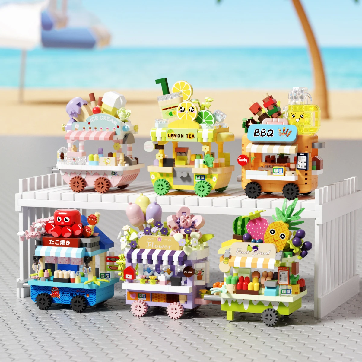 

Mini Restaurant Street View Cute Street Shop Building Blocks Models Micro Block assembling Toys Kids Toys Gifts Desk Decoration