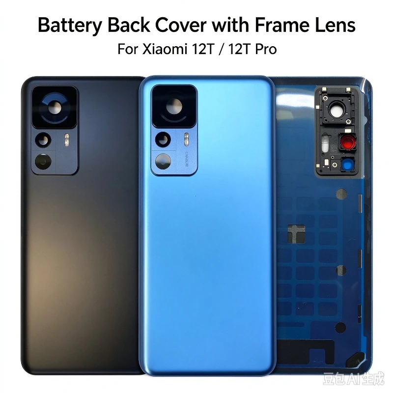 A+++ Battery Rear Back Cover For Xiaomi 12T 12TPro Rear Housing With Camera Frame Lens Replacement Phone Repair Parts