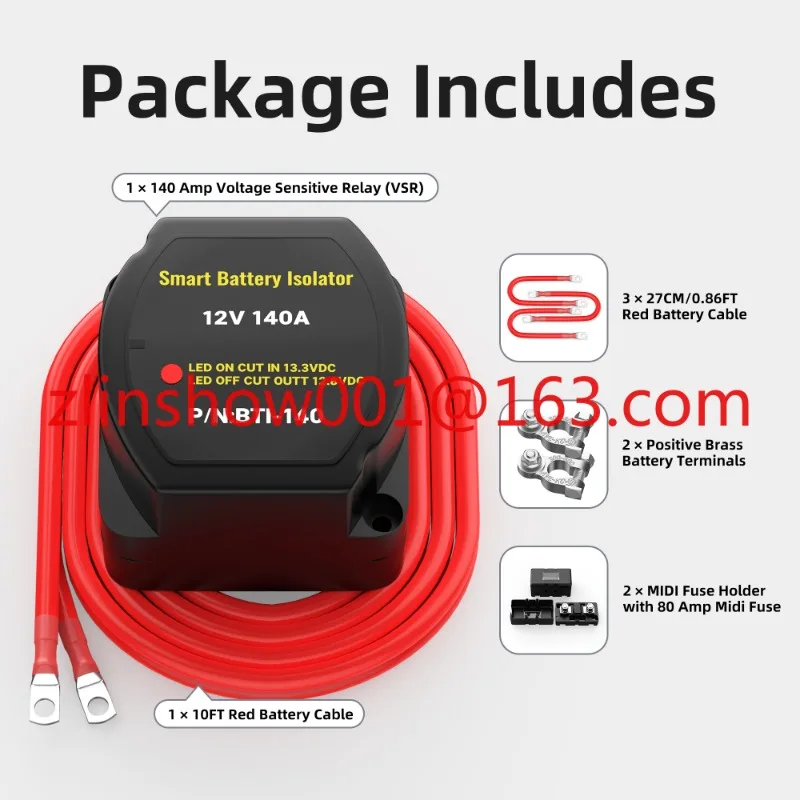 Relé sensible al voltaje 12V 140A Kit de aislador de batería inteligente Camper coche RV yate aislador de batería Dual para barco de coche marino