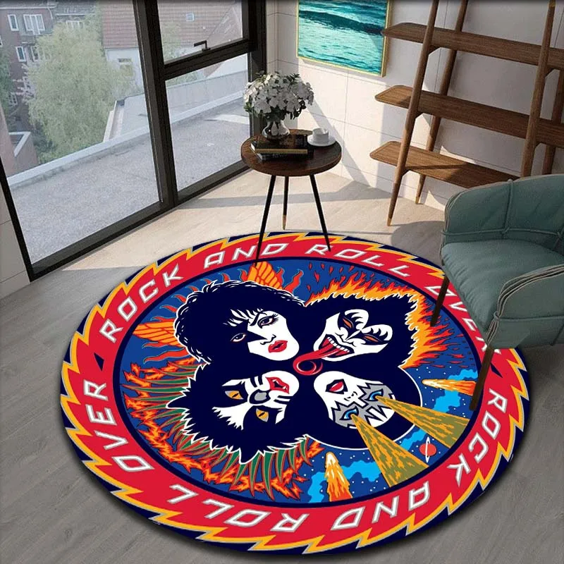 Rock band icon printed circular carpet floor mat carpets for living room  rugs for bedroom  area rug  rugs  kitchen mat