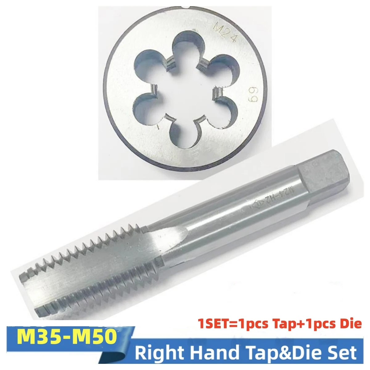 1Set  Metric Thread Tap Round Die Suit Fine Thread Tap Round Die M35M36M37M38M39M40M41M42M43-M50 X4 1.25 1 2 1.75 2.5 3 3.5