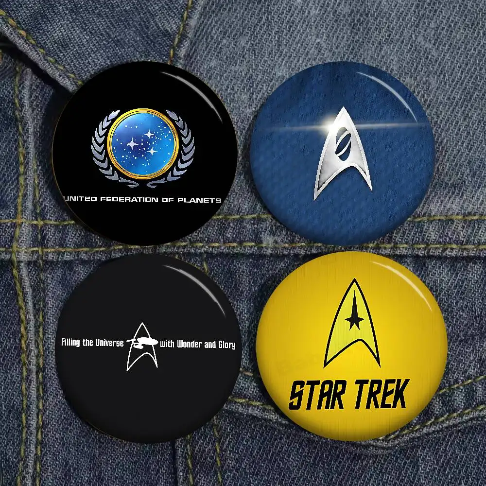 S-Star Trek Tinplate Pin Button Custom Anime Role Old-school Brooch Cartoon Collar Badge Jewelry Gift Fans