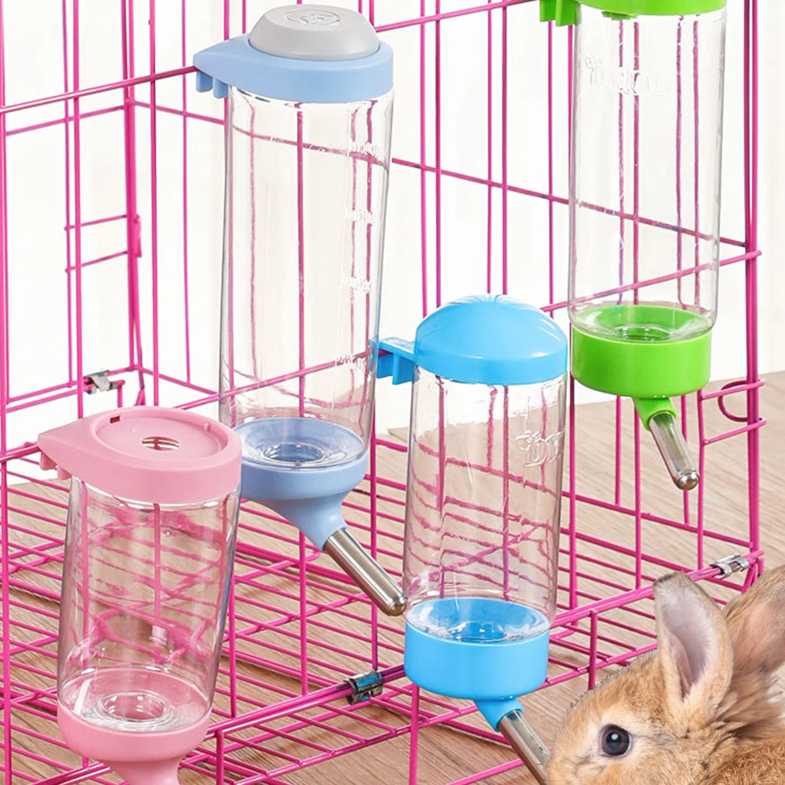 

2pcs Pet Automatic Water Dispenser Dog Cat Hanging Water Bottle Travel Feeder Portable Drinking Bowl Pvc Material