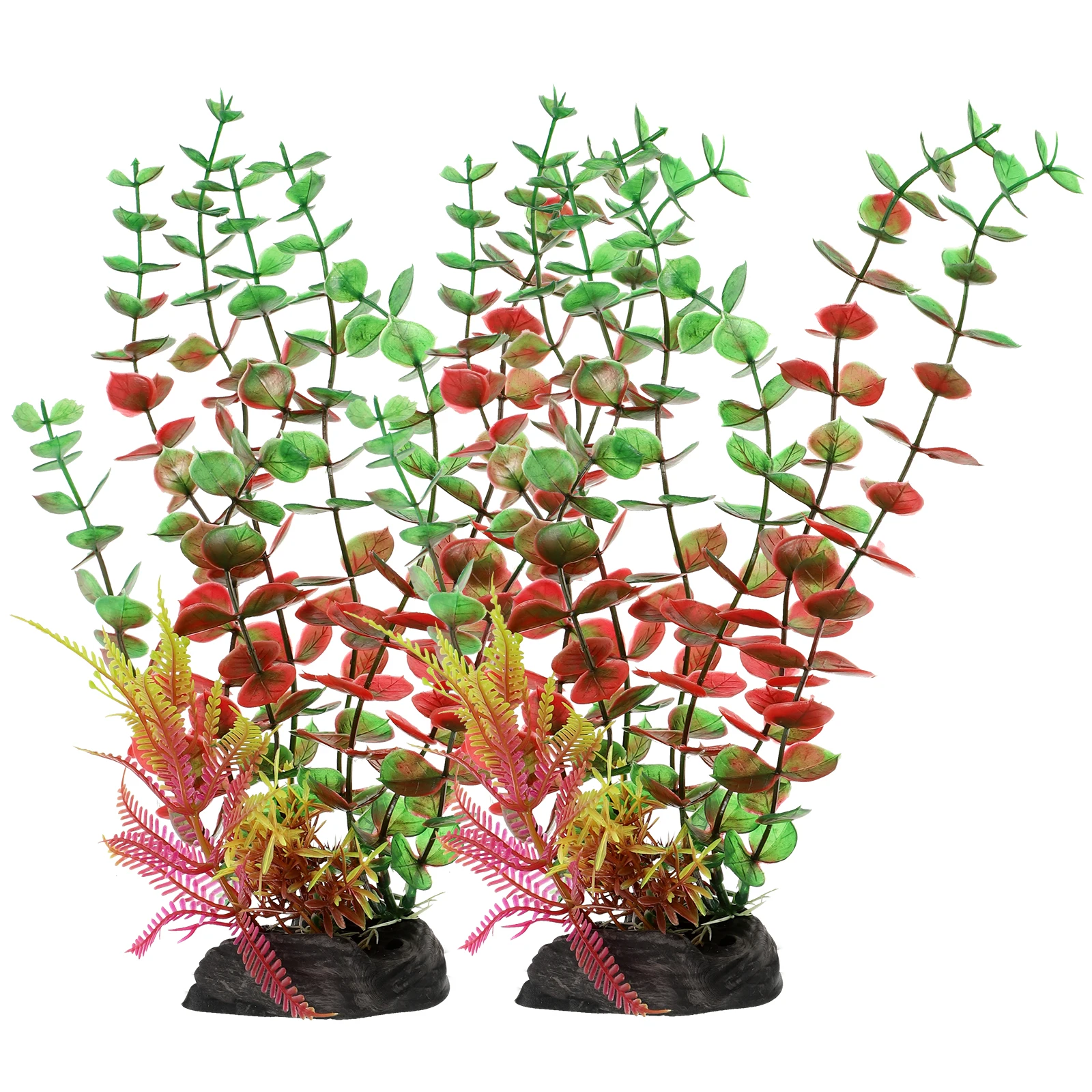 

2 Pcs Aquarium Plant Decorations Artificial Fish Tank Plants Lifelike Premium Materials Safe Bright Colors Terrarium Landscape