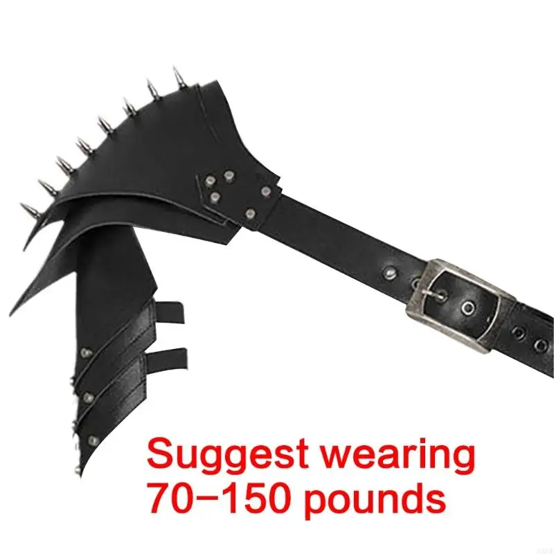 H58Eメン中世の肩甲房アーマーリベットアーマーレザーアームショルダーガード調整可能な革のアームショルダーガードショルダーシールド